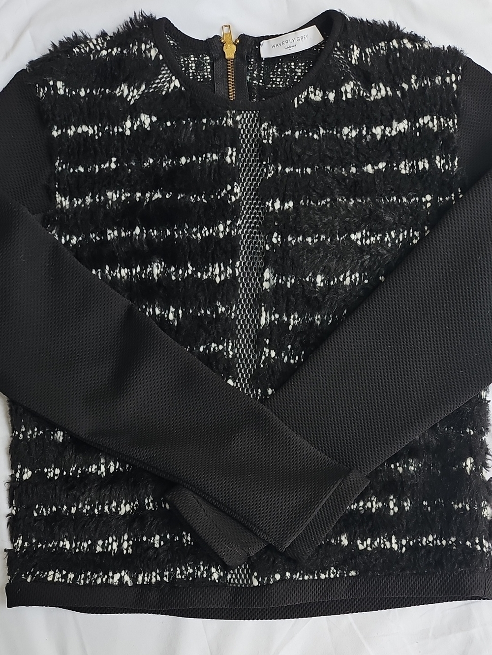 Waverly Grey Striped Black Bomber Jacket Like New